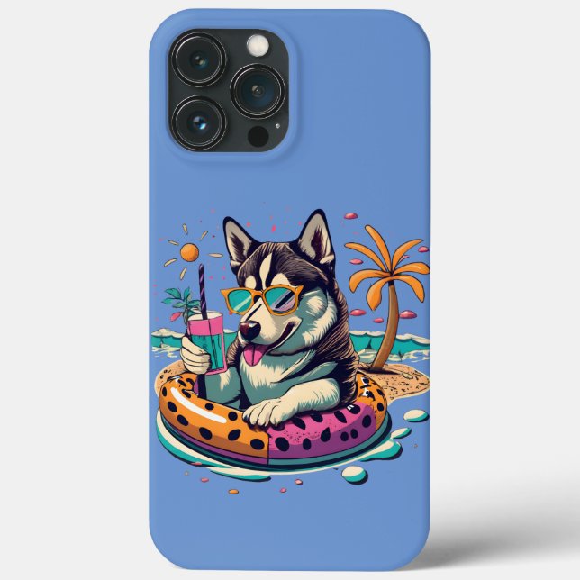 Sommerspass mit Niedlichem Coolen Husky Dog im Poo Case-Mate iPhone Hülle (Rückseite)