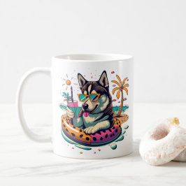 Sommerspass mit Niedlichem Coolen Husky Dog im Poo Kaffeetasse
