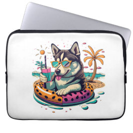 Sommerspass mit Niedlichem Coolen Husky Dog im Poo Laptopschutzhülle