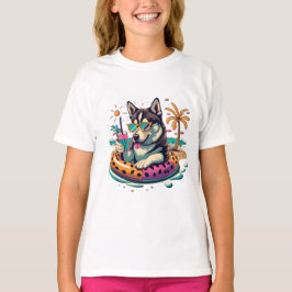 Sommerspass mit Niedlichem Coolen Husky Dog im Poo T-Shirt