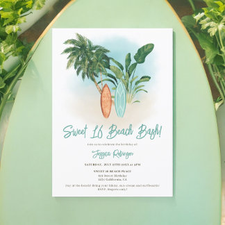 Sommerspass Tropischer Surf Sweet 16 Beach Bash Einladung
