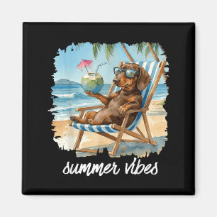 Sommerstimmung Dachshund Hundeliebhaber Tier Stran Magnet