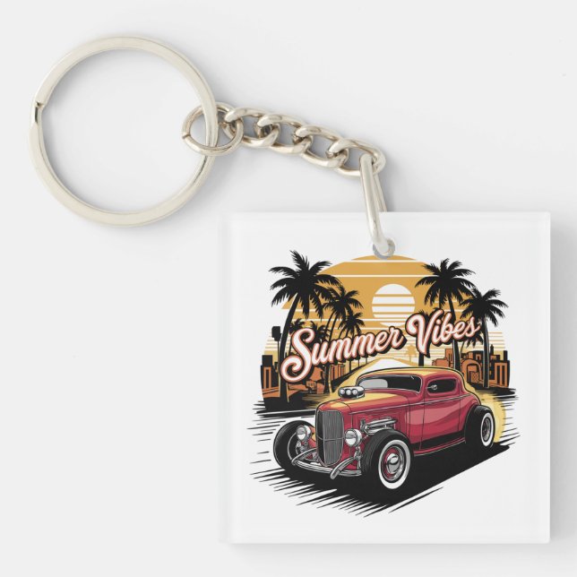Sommerstimmung Oldtimer Schlüsselanhänger (Vorderseite)
