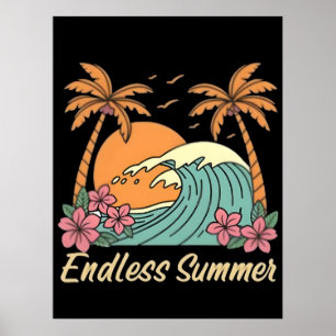 Sommerstimmung Retro-Strand-Vintage-Küsten-Sonnens Poster