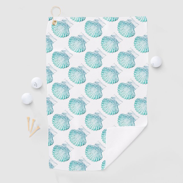 Sommerstrand aquamarin blaues Aquarell Meerjungfra Golfhandtuch (Insitu)