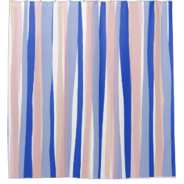 Sommerstrand blau rosa Streifen Duschvorhang