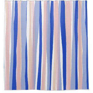 Sommerstrand blau rosa Streifen Duschvorhang
