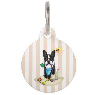 Sommerstrand Boston Terrier (schwarz) - Süßer Hund Haustiermarke