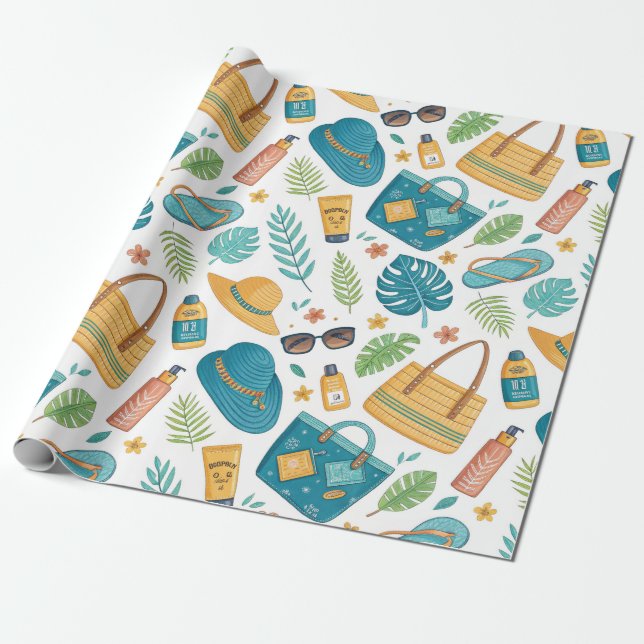 Sommerstrand Essentials Muster (1) Geschenkpapier (Ungerollt)