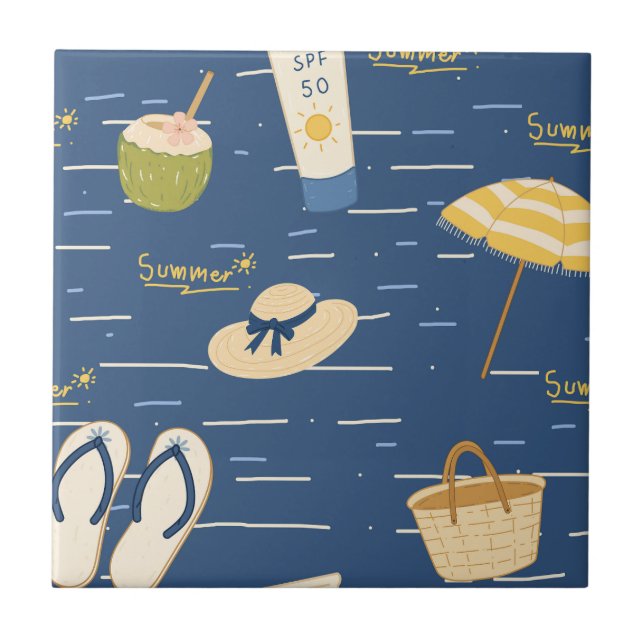 Sommerstrand Essentials Muster (3) Fliese (Vorderseite)
