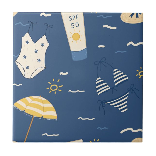Sommerstrand Essentials Muster (4) Fliese (Vorderseite)