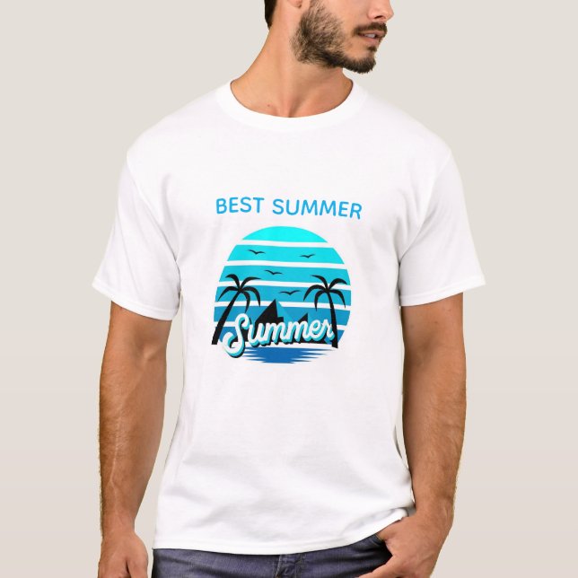 Sommerstrand-Illustration – Design T-Shirt (Vorderseite)