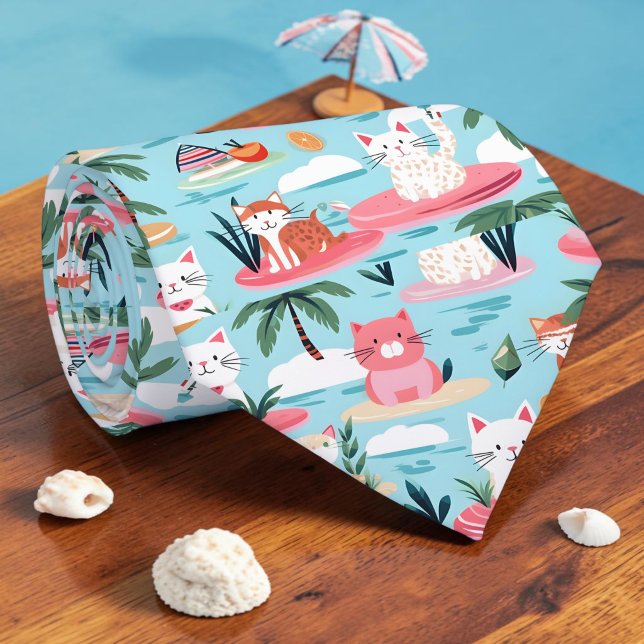 Sommerstrand-Katzen Krawatte (Von Creator hochgeladen)