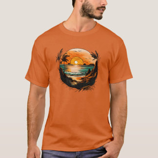 Sommerstrand mit Meer und Vögeln Geschenk T-Shirt