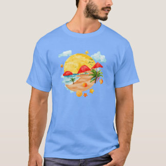 Sommerstrand mit Palmen und Vogelgeschenk T-Shirt