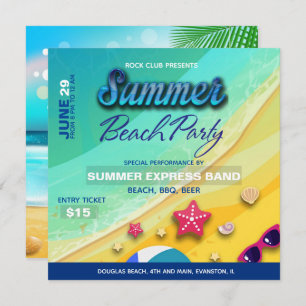 Sommerstrand Party Flyer Einladung
