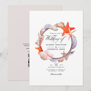 Sommerstrand QR-Code RSVP Hochzeit Einladung