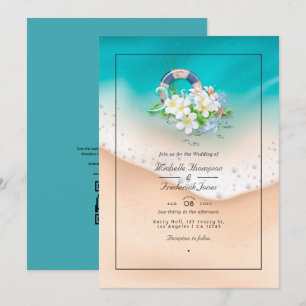 Sommerstrand QR-Code RSVP Hochzeit Einladung