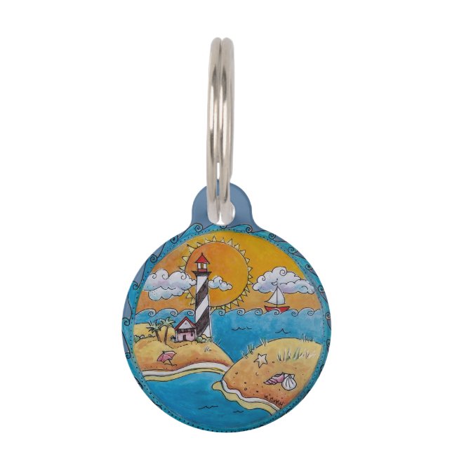 Sommerstrand Spaß an der sonnigen Küste Haustiermarke (Vorderseite)