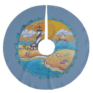 Sommerstrand Spaß an der sonnigen Küste Polyester Weihnachtsbaumdecke