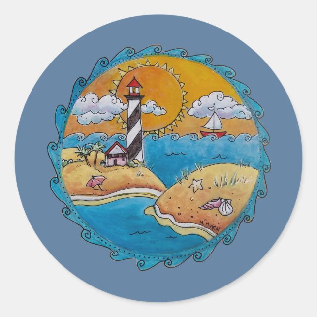 Sommerstrand Spaß an der sonnigen Küste Runder Aufkleber (Vorderseite)
