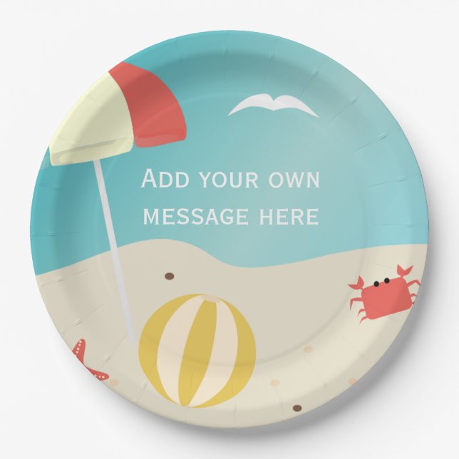 Sommerstrand Strandurlaub Benutzerdefinierter Text Pappteller (Vorderseite)