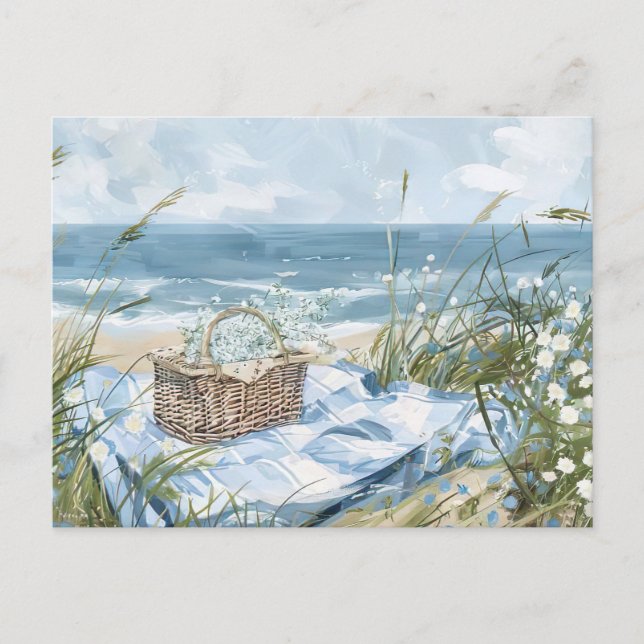 Sommerstrand Szene Küstenkunst Postkarte (Vorderseite)