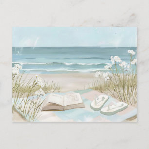 Sommerstrand Szene Küstenkunst Postkarte