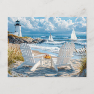 Sommerstrand Szene Küstenkunst Postkarte