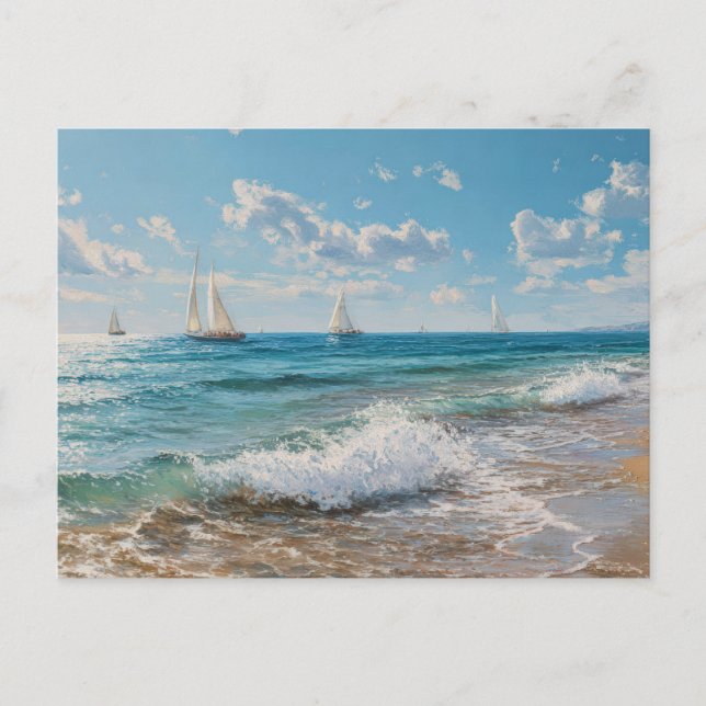 Sommerstrand Szene Küstenkunst Postkarte (Vorderseite)