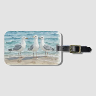 Sommerstrand Szene Ozean Strand Wasser Möwen  Gepäckanhänger