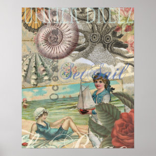 Sommerstrand viktorianisch retro poster