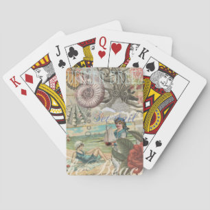Sommerstrand vintage Oktopus antike Segelschifffah Spielkarten
