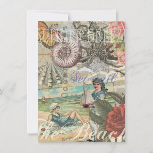 Sommerstrand Vintager Oktopus antikes Segeln Einladung