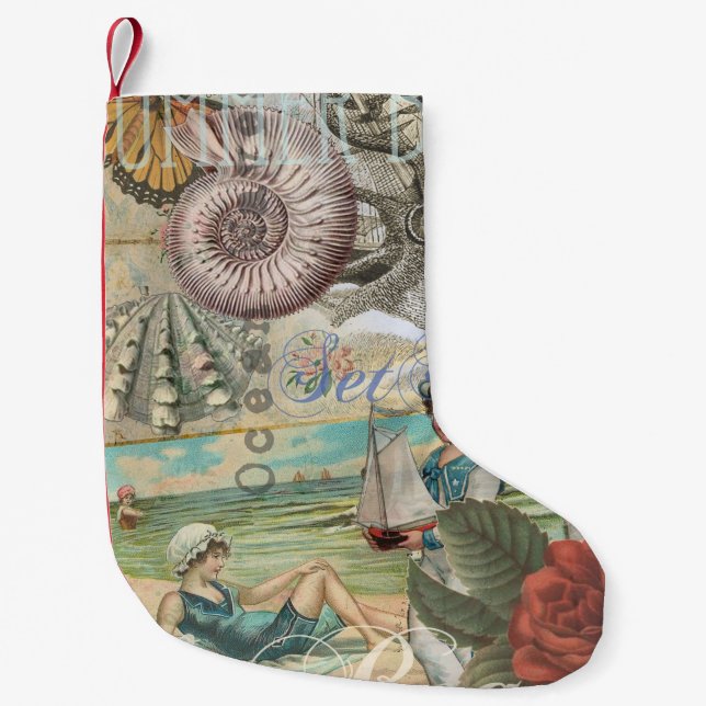 Sommerstrand Vintager Oktopus antikes Segeln Kleiner Weihnachtsstrumpf (Vorderseite)