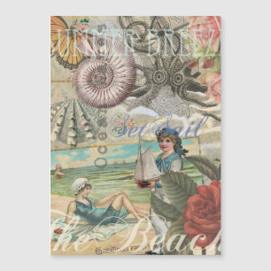 Sommerstrand Vintager Oktopus antikes Segeln Magnetkarte