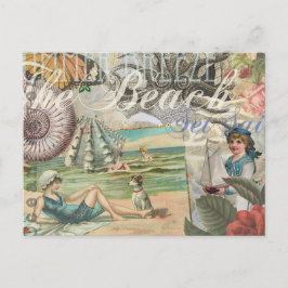 Sommerstrand Vintager Oktopus antikes Segeln Postkarte