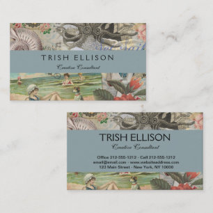 Sommerstrand Vintager Oktopus antikes Segeln Visitenkarte