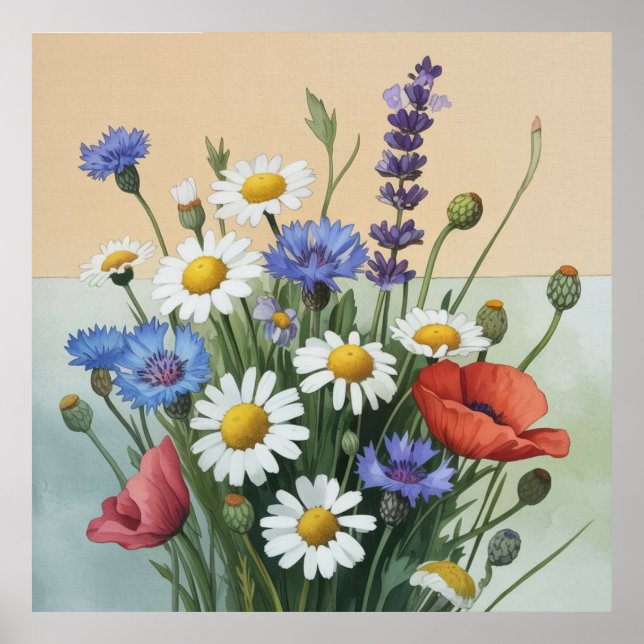 Sommerstrauß aus Wildblumen Poster (Vorne)