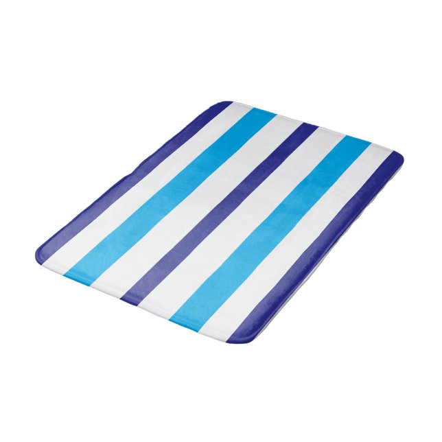 Sommerstreifen Blau Weiß  Badematte (Schrägansicht)
