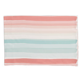 Sommerstreifen in Korallen und Türkis Kissenbezug