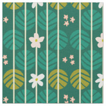 Sommerstreifen Retro-Blumen dunkelgrünen Stoff