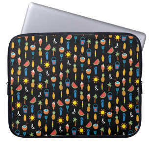 Sommersymbole sind nahtlos Vintag schwarz. Wiederh Laptopschutzhülle