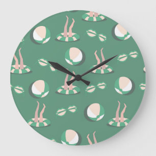 Sommersymbole: Vintag Nahtlose Wiederholung Große Wanduhr