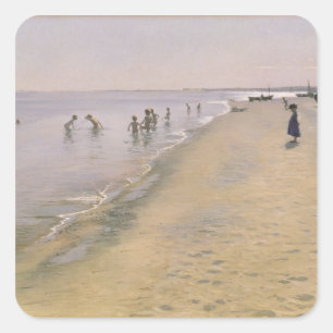 Sommertag am Südstrand von Skagen, 1884 Quadratischer Aufkleber
