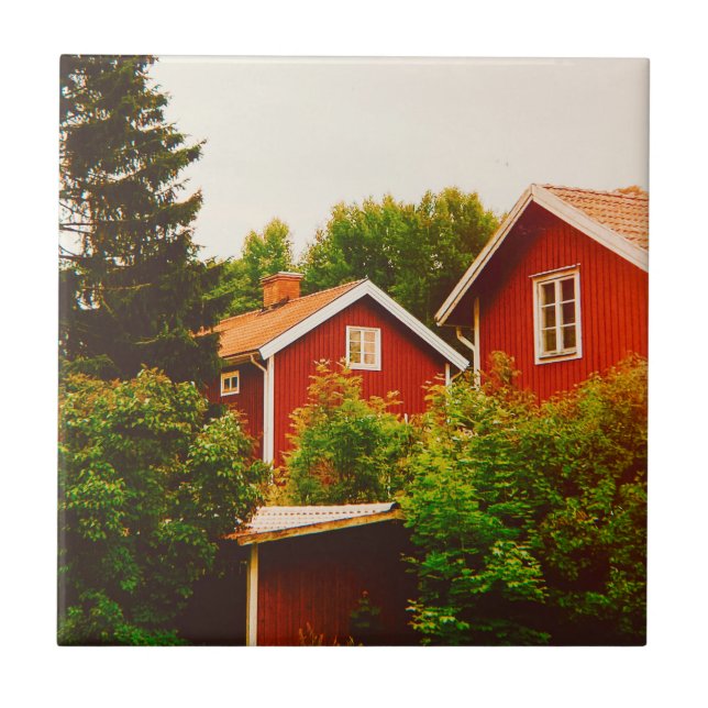 Sommertag in Dalarna Fliese (Vorderseite)