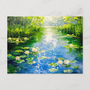 Sommerteich mit Seerosen Feiertagspostkarte