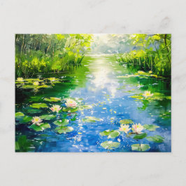 Sommerteich mit Wasserläufen Feiertagspostkarte