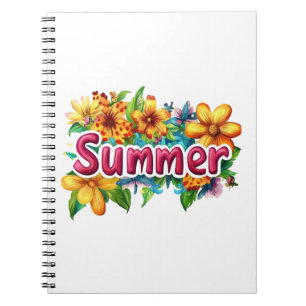 Sommertext - farbenfrohe Sommer-Blume - Illustrati Notizblock