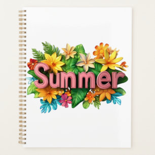 Sommertext - farbenfrohe Sommer-Blume - Illustrati Planer